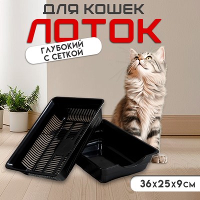 Туалет глубокий с сеткой 36×25×9 см, чёрный