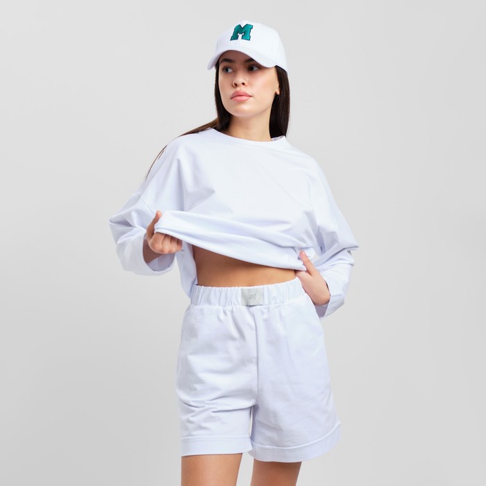 Костюм женский (толстовка и шорты) MIST, р. 48-50, белый - Фото 1