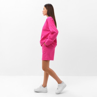 Костюм женский (толстовка, шорты) MIST, размер 48-50, розовый