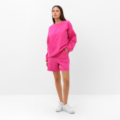 Костюм женский (толстовка, шорты) MIST, размер 48-50, розовый