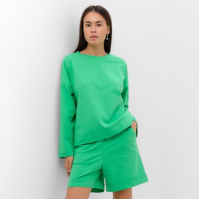 Костюм женский (толстовка, шорты) MIST, размер 44-46, зелёный