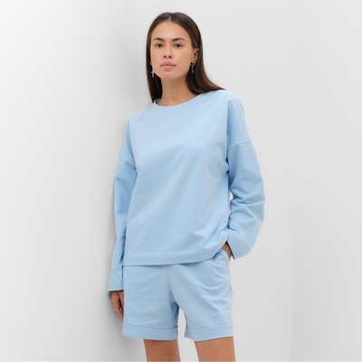 Костюм женский (толстовка, шорты) MIST, размер 48-50, голубой