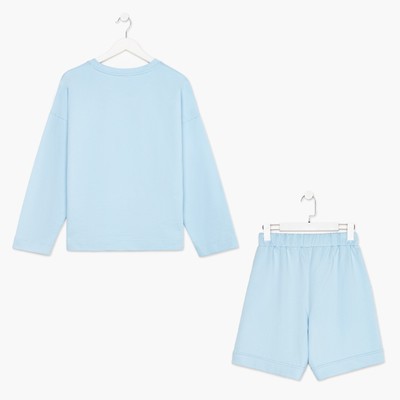Костюм женский (толстовка, шорты) MIST, размер 48-50, голубой