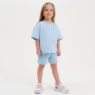 Комплект детский (футболка, шорты) KAFTAN Basic line, голубой, размер 30 (98-104 см)