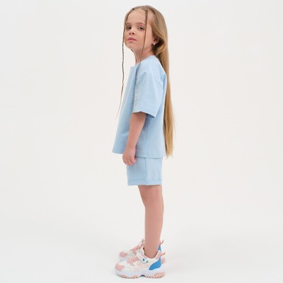 Комплект детский (футболка, шорты) KAFTAN Basic line, голубой, размер 30 (98-104 см)