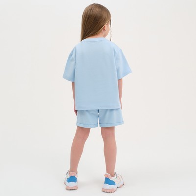 Комплект детский (футболка, шорты) KAFTAN Basic line, голубой, размер 30 (98-104 см)