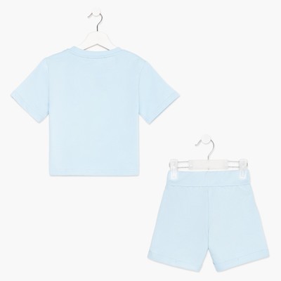Комплект детский (футболка, шорты) KAFTAN Basic line, размер 32 (110-116 см), голубой