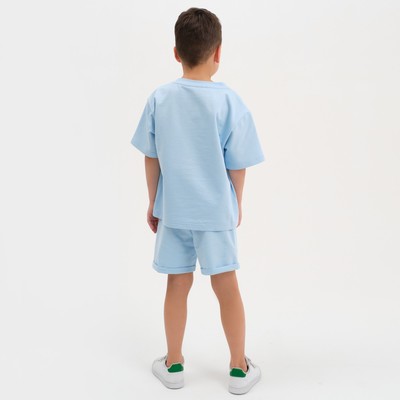 Комплект детский (футболка, шорты) KAFTAN Basic line, размер 32 (110-116 см), голубой