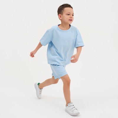 Комплект детский (футболка, шорты) KAFTAN Basic line, размер 32 (110-116 см), голубой