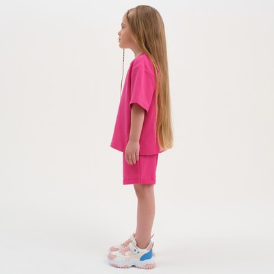 Комплект детский (футболка, шорты) KAFTAN Basic line размер 30 (98-104 см), розовый