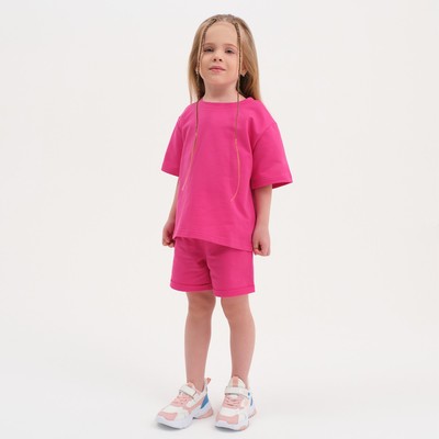 Комплект детский (футболка, шорты) KAFTAN Basic line размер 30 (98-104 см), розовый
