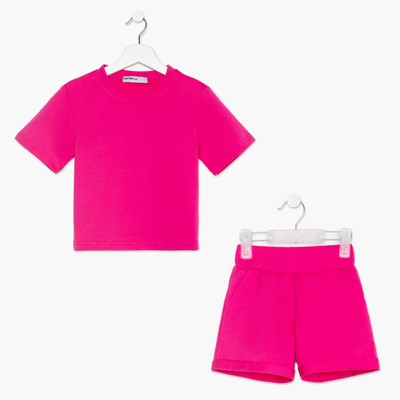 Комплект детский (футболка, шорты) KAFTAN Basic line размер 30 (98-104 см), розовый