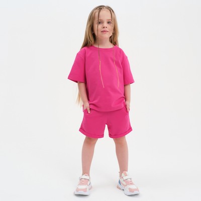 Комплект детский (футболка, шорты) KAFTAN Basic line размер 32 (110-116 см), розовый