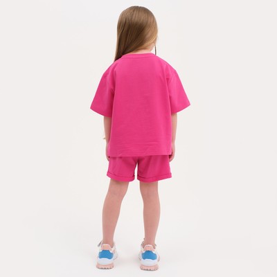 Комплект для девочки (футболка, шорты) KAFTAN: Basic line, розовый, размер 32 (110-116 см)