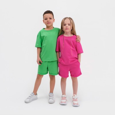 Комплект детский (футболка, шорты) KAFTAN Basic line размер 36 (134-140 см), розовый