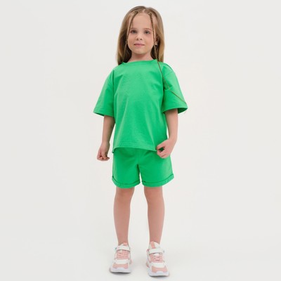 Комплект детский (футболка, шорты) KAFTAN Basic line, зелёный, размер 30 (98-104 см)