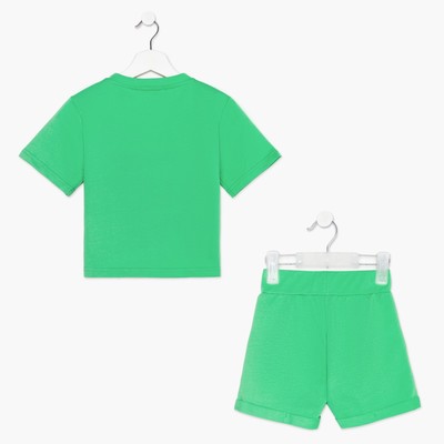 Комплект детский (футболка, шорты) KAFTAN Basic line, зелёный, размер 30 (98-104 см)