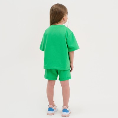 Комплект детский (футболка, шорты) KAFTAN Basic line, зелёный, размер 30 (98-104 см)