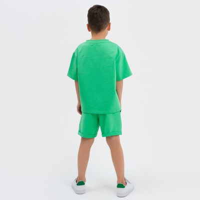 Комплект детский (футболка, шорты) KAFTAN Basic line, зелёный, размер 30 (98-104 см)