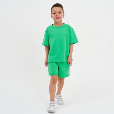 Комплект детский (футболка, шорты) KAFTAN Basic line, зелёный, размер 30 (98-104 см)