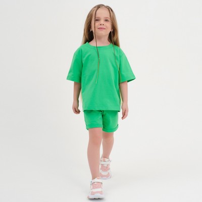Комплект детский (футболка, шорты) KAFTAN Basic line, зелёный, размер 30 (98-104 см)