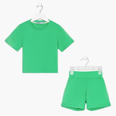 Комплект детский (футболка, шорты) KAFTAN Basic line, зелёный, размер 30 (98-104 см)
