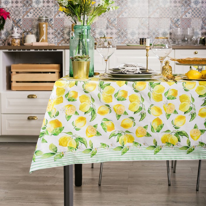 Скатерть «Этель. Лимоны», 220×147 см, 100% хлопок, репс 190 г/м² - Фото 1