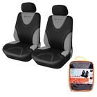 Чехлы для сидений универсальные RS-1, на передние сиденья, полиэстер, черный/серый - фото 295606918
