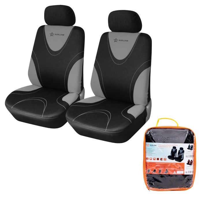 Чехлы для сидений универсальные RS-1, на передние сиденья, полиэстер, черный/серый - Фото 1