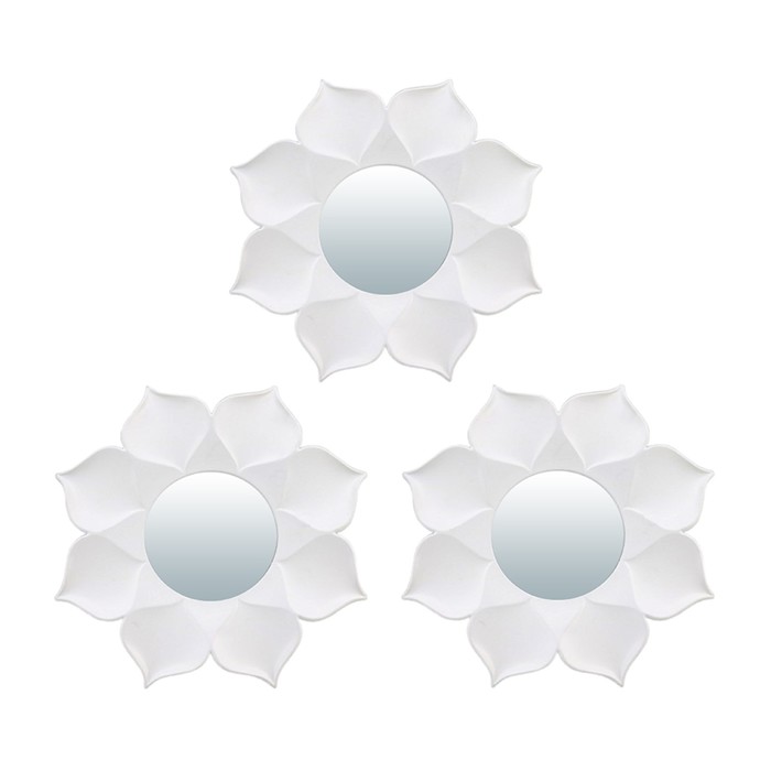 Набор зеркал Qwerty «Бордо», настенные, 3 шт, d=10 см, цвет белый - Фото 1