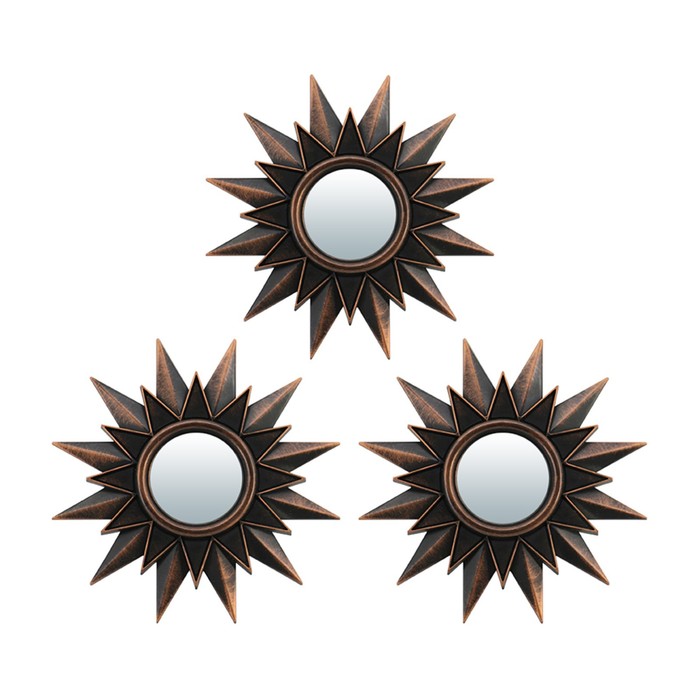 Набор зеркал Qwerty «Лилль», настенных, 3 шт, d=8 см, цвет бронза - Фото 1