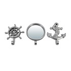 Набор крючков с зеркалом Qwerty «Марсель», декоративный, 3 шт, d=8 см, цвет серебро - фото 295607018