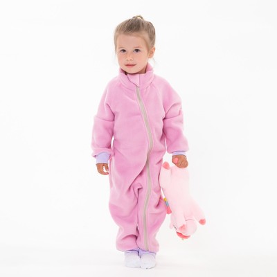 Комбинезон для девочки флисовый, розовый, рост 104-110 см