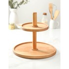 Подставка деревянная для пирожных и фруктов Adelica, d=32 см, d=20 см, высота 27 см, массив берёзы, пропитано маслом - Фото 2