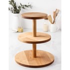 Подставка для пирожных и фруктов Adelica, d=32, d=26 см, d=20 см, высота 37 см, дерево массив берёзы, пропитано маслом - Фото 2