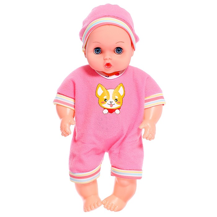 Пупс «Кроха», в комбенезоне, звук, цвет розовый 54086