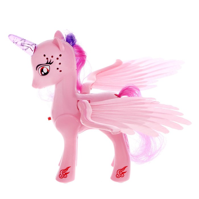 Музыкальная игрушка «Единорог», со светом и звуком, машет крыльями, цвет розовый - фото 1897173155