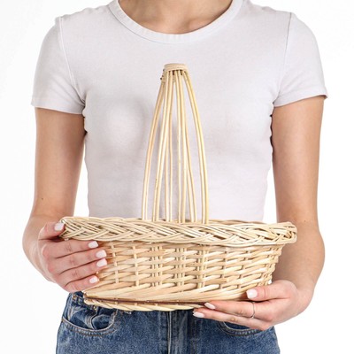 Корзина плетёная для хранения, 30×20×10 см, ручка h=20 см, ива