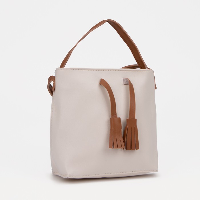 Сумка детская на молнии, косметичка, цвет бежевый - Фото 1