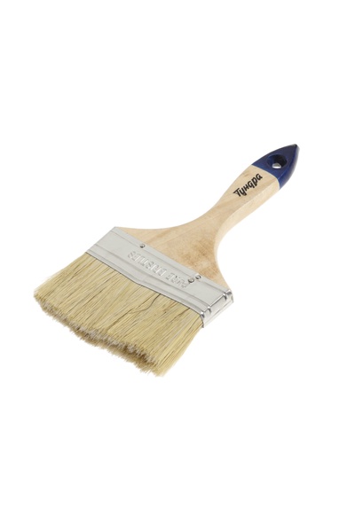 УЦЕНКА Кисть плоская ТУНДРА, натуральная щетина, деревянная рукоятка, 4", 100 мм