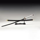 Сувенирное оружие "Катана Гиу" 104 см, клинок 68 см, чёрная с белым, на подставке - фото 319727696