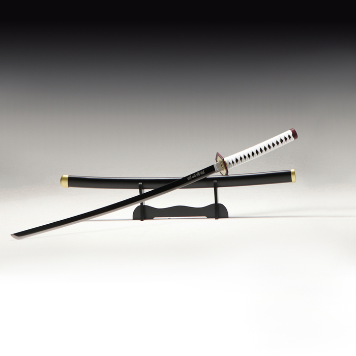 Сувенирное оружие "Катана Гиу" 104 см, клинок 68 см, чёрная с белым, на подставке - Фото 1