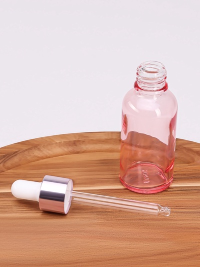 Бутылочка стеклянная для хранения, с пипеткой, 30 мл, цвет розовый/розовое золото