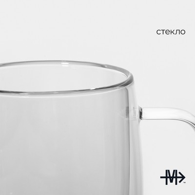 Кружка с двойными стенками Magistro «Адель», 300 мл, стекло, прозрачная