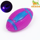 Мяч для собак светящийся с пищалкой "Регби", TPR, 7 см, розовый - фото 9719819