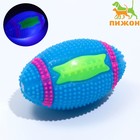Мяч для собак светящийся с пищалкой "Регби", TPR, 7 см, голубой - фото 2111032