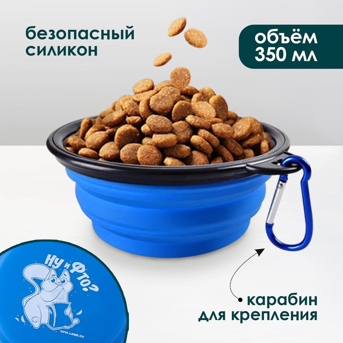 Миска силиконовая «Ну и Фто?», 14.2х12.8х2 см, 350 мл, синяя - Фото 1
