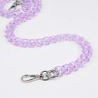 Цепочка для сумки, пластиковая, с карабинами, 23×17 мм, 68 см, цвет сиреневый, серебряный - Фото 1