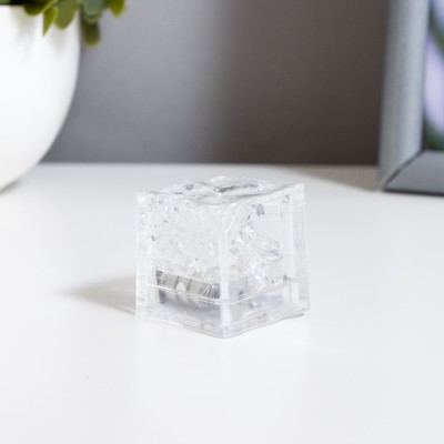 Фигурка светящаяся RISALUX «Льдинка» LED-ночник водный, от батареек 3×AG3, 2.6×2.6×2.7 см, МИКС