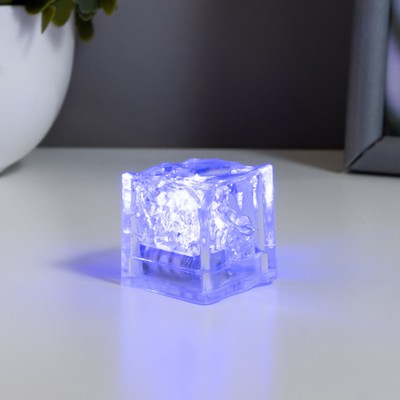Фигурка светящаяся RISALUX «Льдинка» LED-ночник водный, от батареек 3×AG3, 2.6×2.6×2.7 см, МИКС